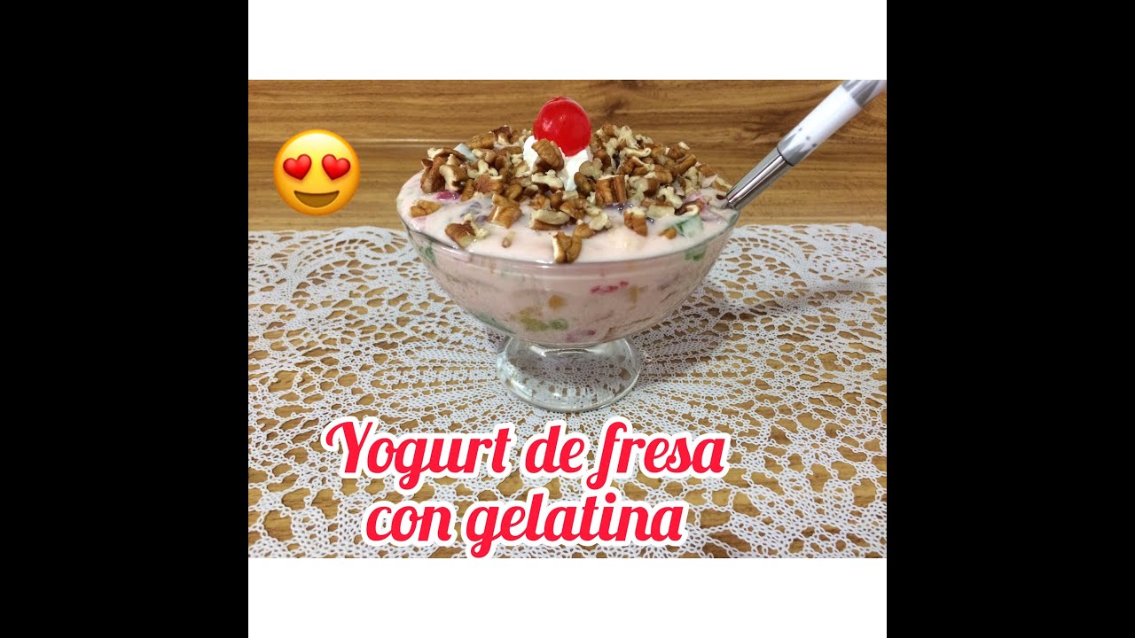 Yogurt de fresa con gelatina