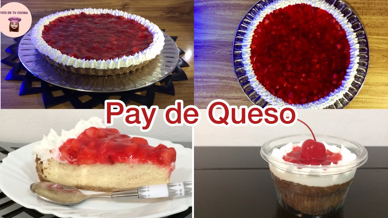 Pay de queso tradicional con cobertura de fresa